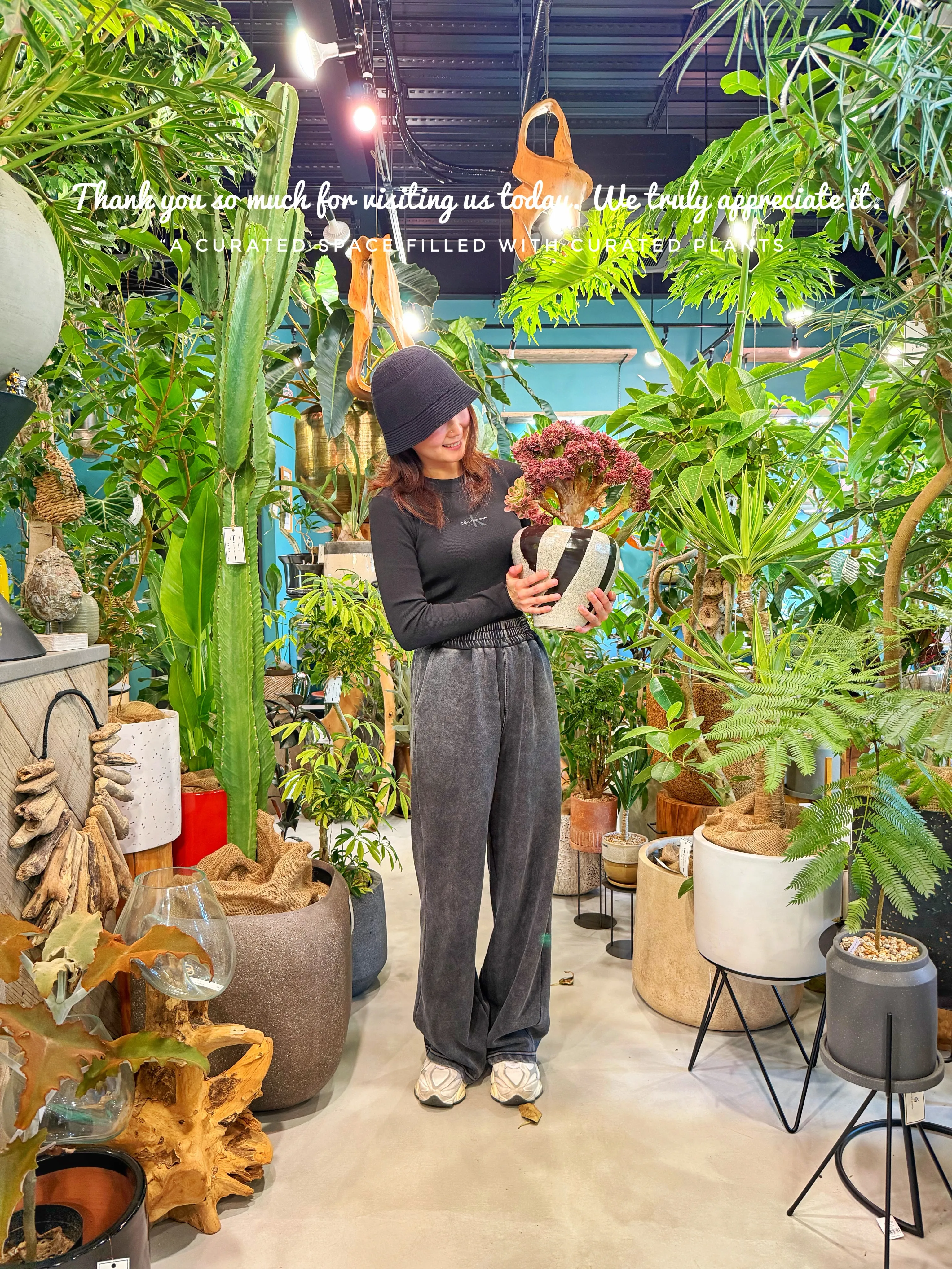 「植物とお客様。