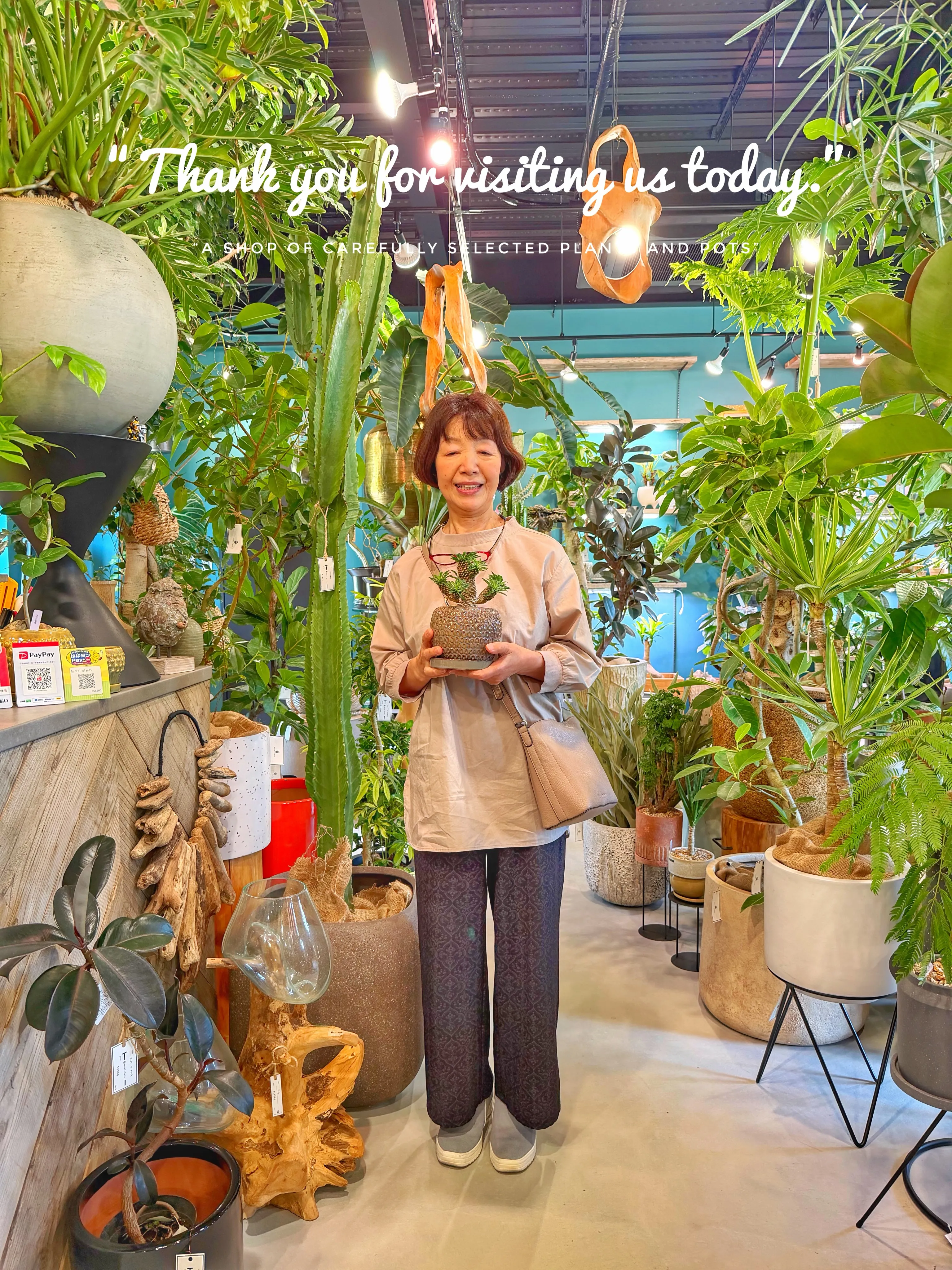 「植物とお客様。