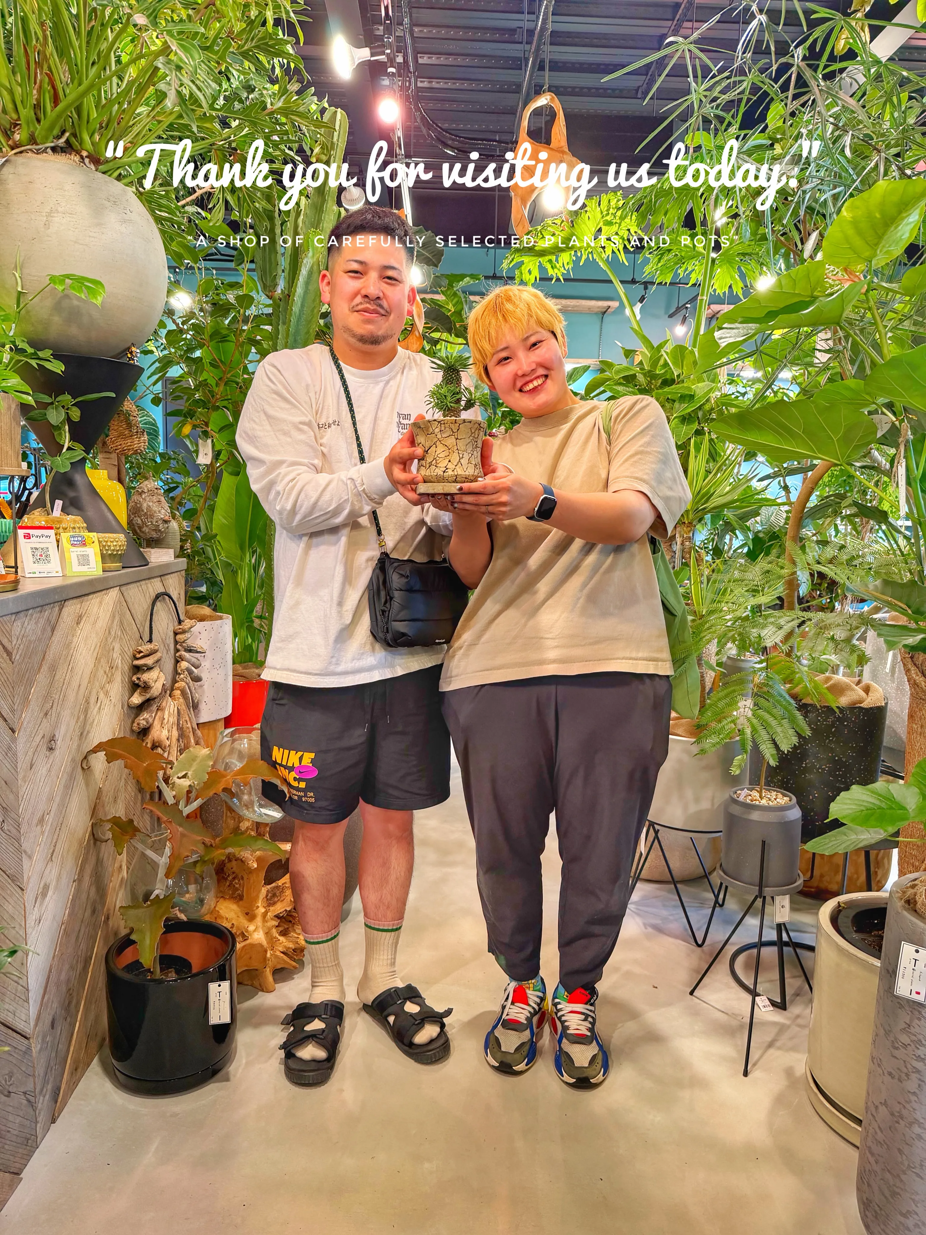 「植物とお客様。
