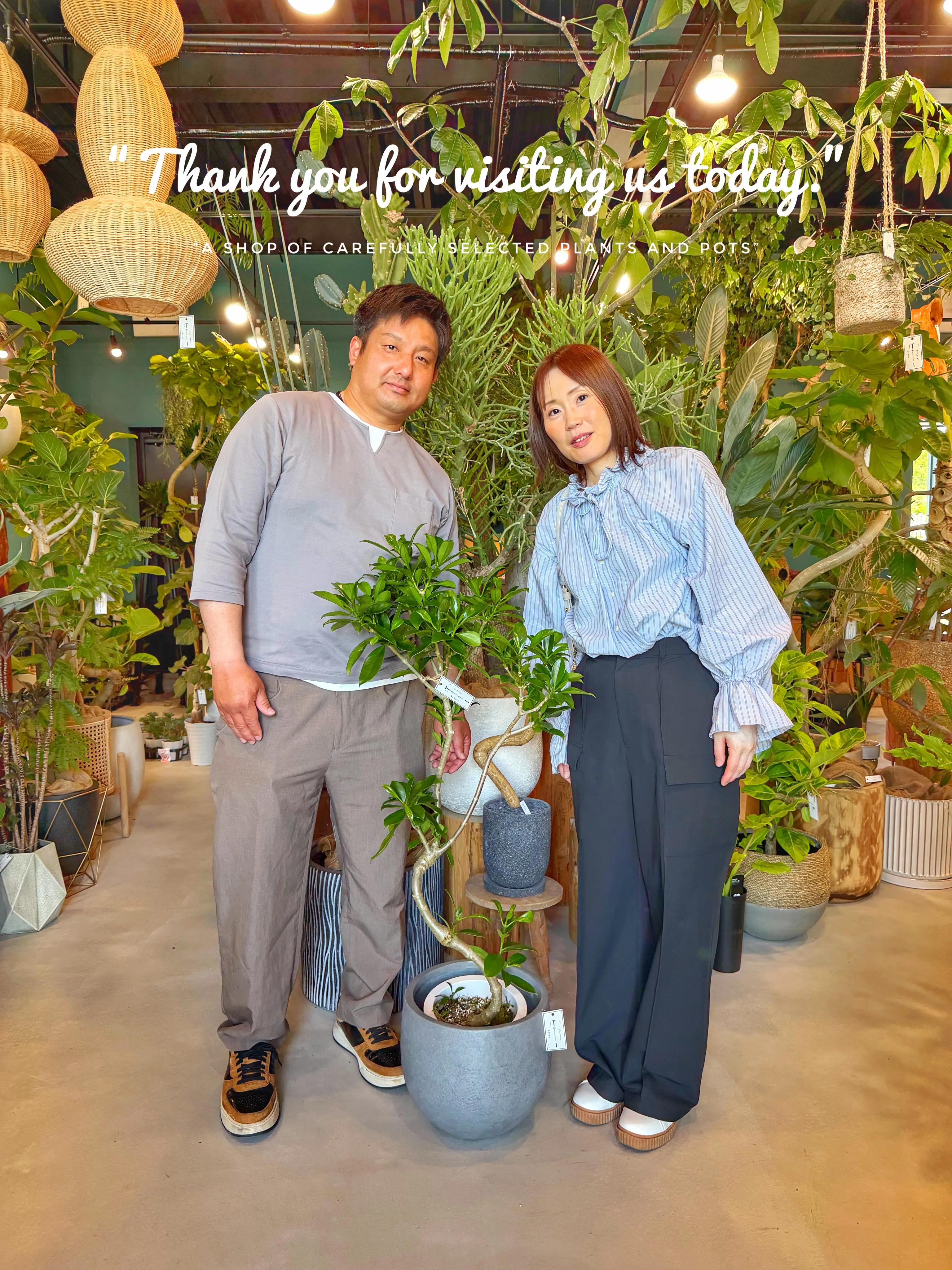 「植物とお客様。